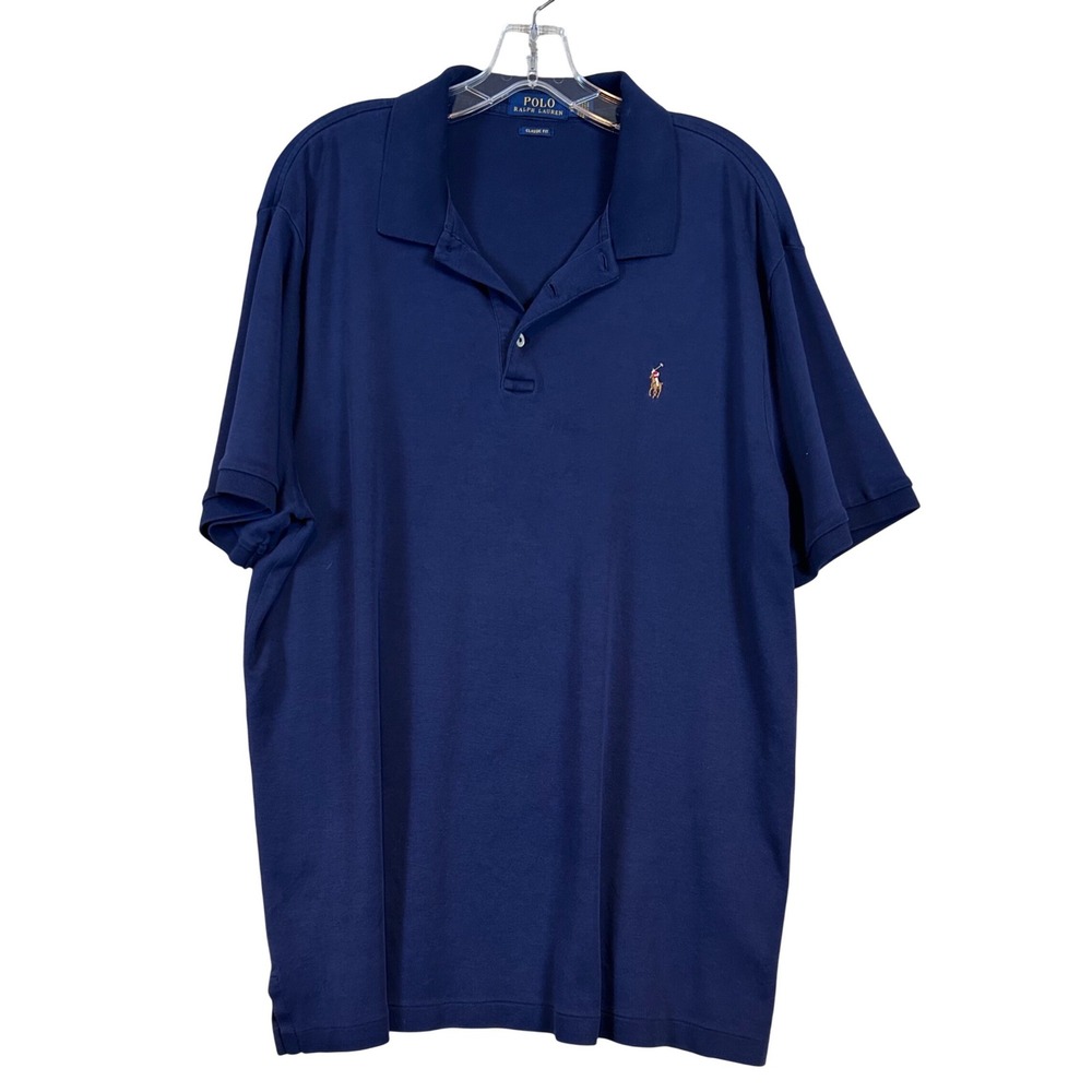 Polo Ralph Lauren Men Classic Fit Navy Blue Short Sleeve Polo Shirt XL Pony Golf